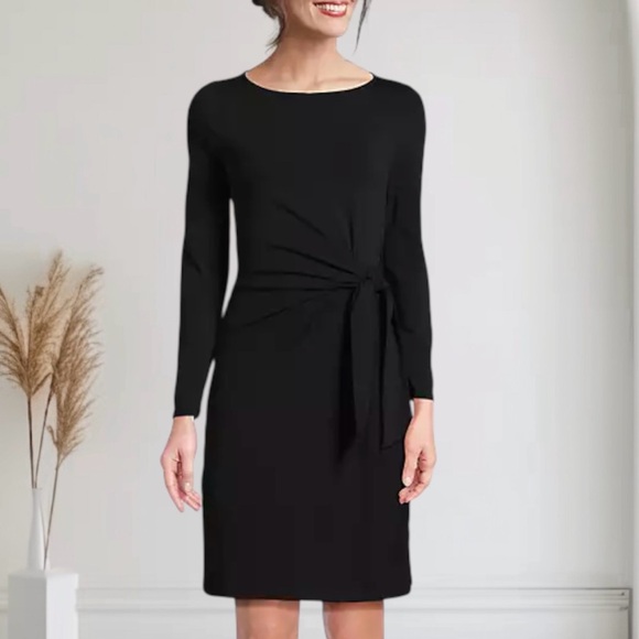Lands' End Dresses & Skirts - Lands’ End Boatneck Long Sleeve Tie Waist Dress
